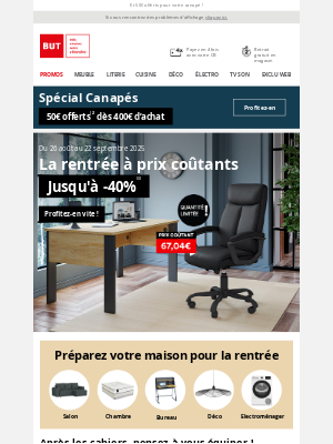 BUT (France) - Prix coûtants et braderie jusqu’à -50%