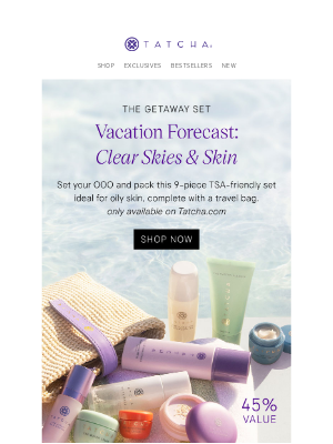 Tatcha - The perfect summer travel set for oily skin.