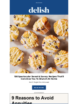 Delish - 100 (!) Sweet & Savory Brunch Ideas That Will Have You Staying In