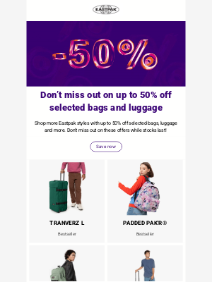 Eastpak - WINTER SALES | Don’t miss out on up to 50% off selected bags and luggage