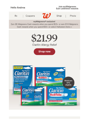 Walgreens - Allergy Relief for Less—Claritin $21.99