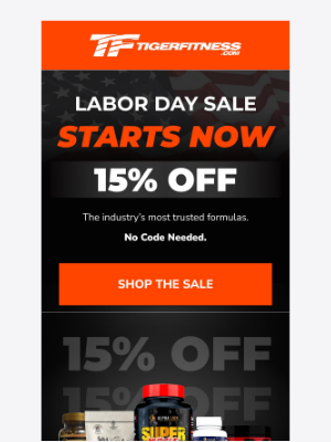 Tiger Fitness - 15% OFF: Our Labor Day Sale Starts Early
