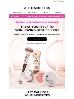 IT Cosmetics - Your Loyalty Exclusive 25% OFF Ends Tonight!