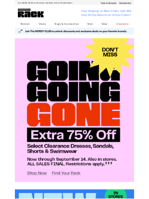 Nordstrom Rack - EVEN BIGGER savings: EXTRA 75% OFF select clearance