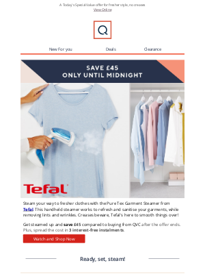 QVC (United Kingdom) - Steam your clothes and save £45 on our Tefal deal!