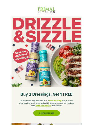 Primal Kitchen - FREE Dressing for Memorial Day 🇺🇸 Details inside.