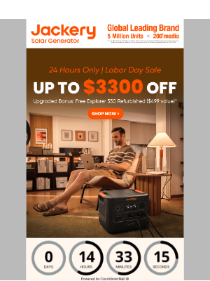 Jackery - Final 24 Hours – Up to $3,300 OFF + Free Explorer 550（Value $499)