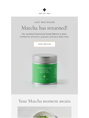 Art of Tea - The wait is over - matcha has returned!