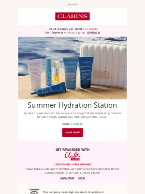 Clarins (Canada) - 7 FREE hydrating gifts for summer skin ☀️