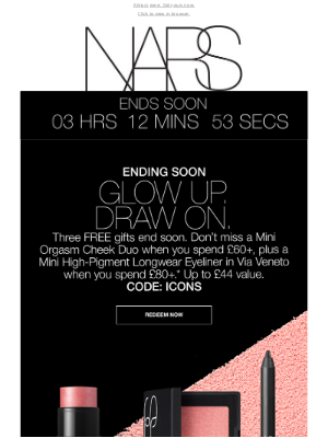 NARS Cosmetics (United Kingdom) - Free minis you won’t want to miss.