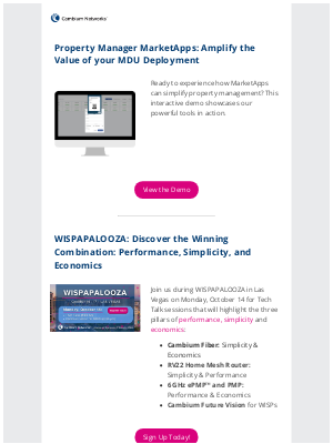 Cambium Networks - Watch the MarketApps Demo | Join us at WISPAPALOOZA Oct 14-17