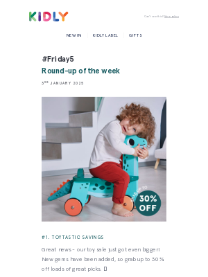 kidly (United Kingdom) - Friday5: Bestselling toys + up to 50% off almost everything ✨