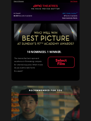 AMC Theatres - David, Your Weekly Ticket Is Here