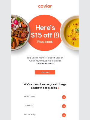 Caviar - You still have $15 off