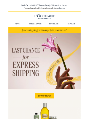 L'Occitane USA - Express Shipping Ends Tomorrow 🎁