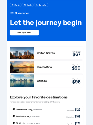 Skyscanner  - Flights from $67