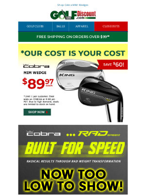 GolfDiscount.com - Cobra MIM Wedges Just $89.97, Save $60!