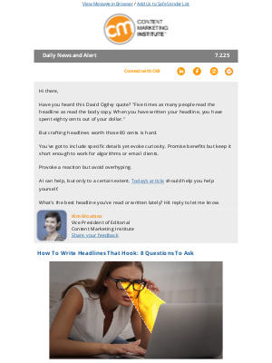 Content Marketing Institute - How To Write Headlines That Hook: 8 Questions To Ask