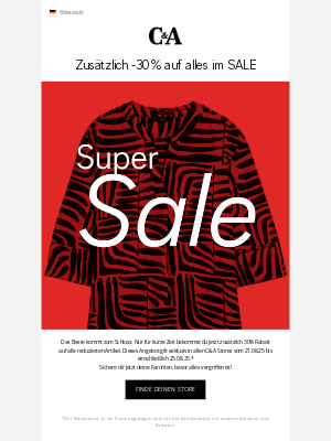 C&A (Germany) - Dein 30% Extra-Rabatt im Store wartet ❣️