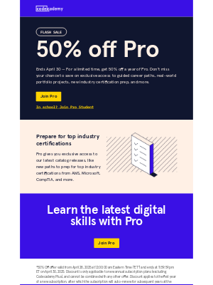 Codecademy - FLASH SALE | 50% off Pro for 3 days only