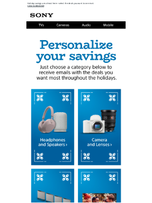 Sony - Tailor Your Holiday Deals | One Click To Customize