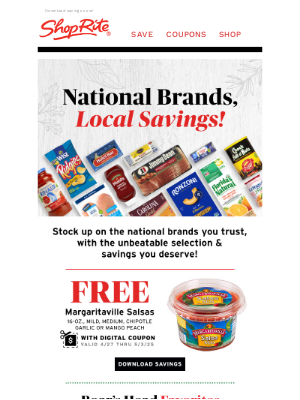 ShopRite Stores - Exclusive offer: FREE Margaritaville Salsas! 🤤 + Save on national brands 🛒