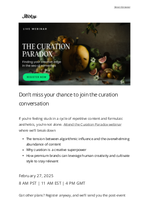 Stocksy United - The Curation Paradox Starts Soon—Save Your Spot