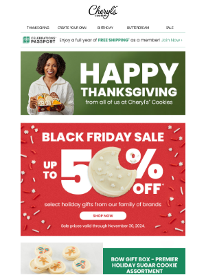Cheryl’s Cookies - We wish you and yours a fantastic Thanksgiving!