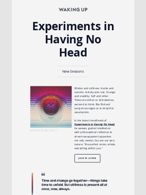 Waking Up - New Sessions: Experiments in Having No Head, by Richard Lang