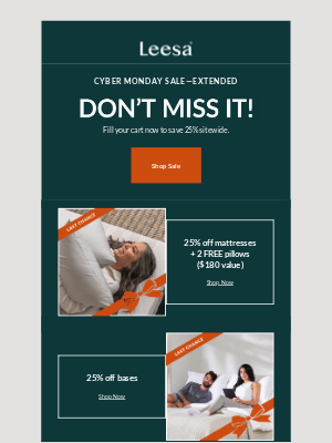 Leesa - Extended Cyber Monday savings are ending soon