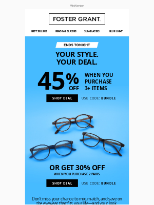 Foster Grant - Ends Soon: Save 45% on 3+ Pairs