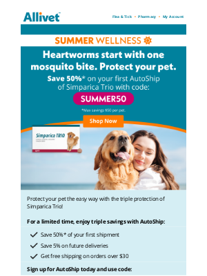 Allivet - Triple Savings on Simparica Trio!