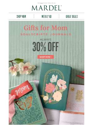 Mardel Christian and Education Stores, Inc. - Up to 50% Off Great Gifts for Mom!