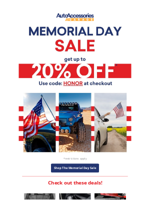 AutoAccessoriesGarage - Memorial Day Weekend Sale: Up To 20% Off!