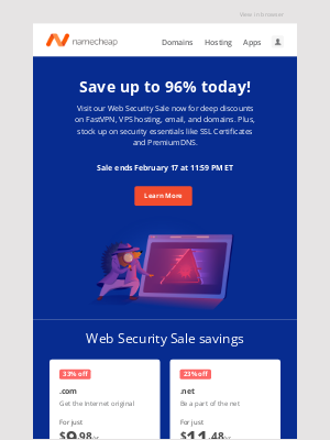 Namecheap - Up to 96% off domains, email, hosting and more