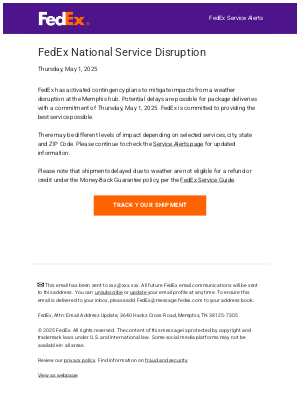 FedEx - FedEx Service Alerts: National Service Disruption