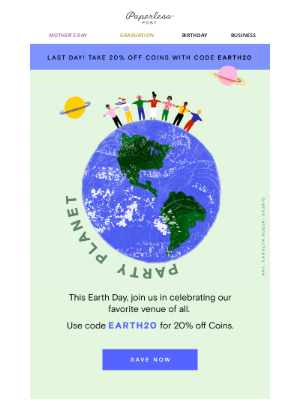 Paperless Post - 20% off Coins ends tonight!