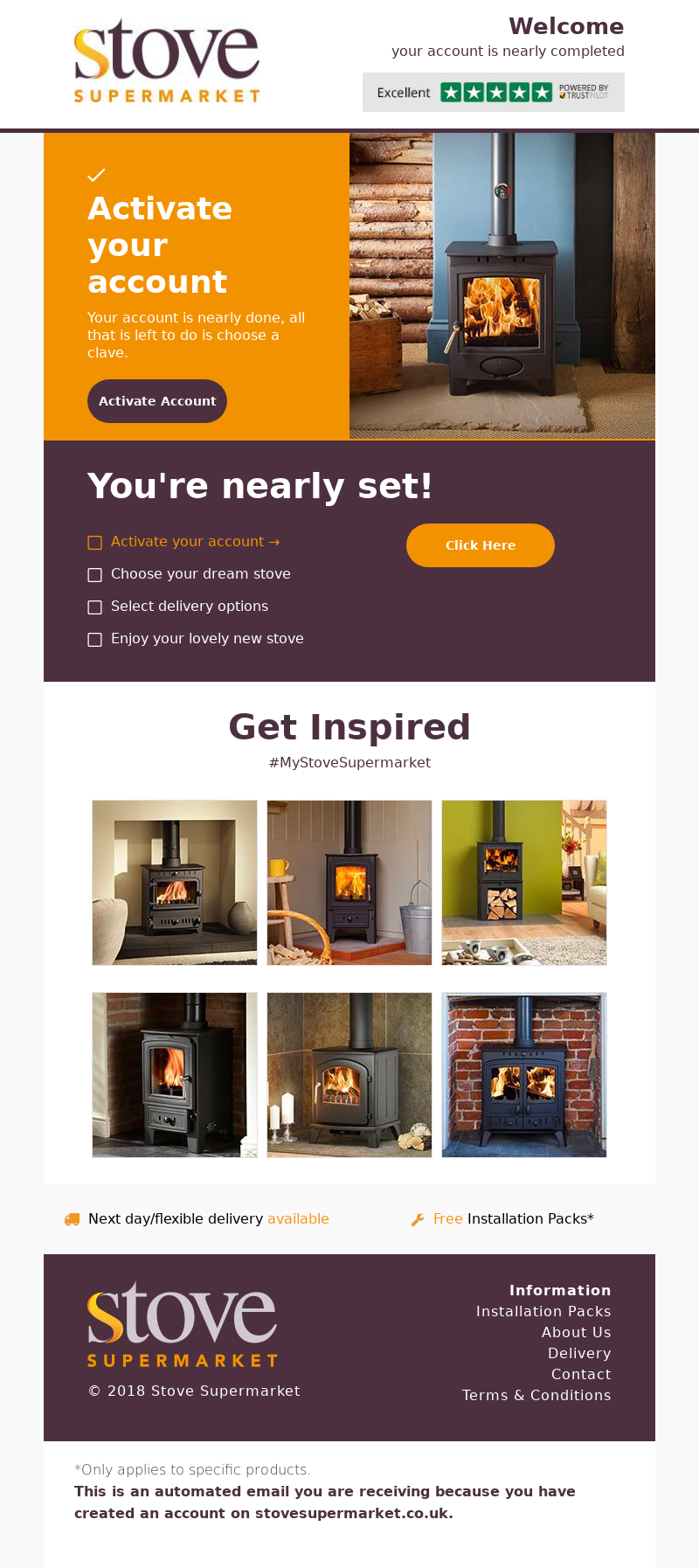 Creative confirmation email example from Stove Supermarket