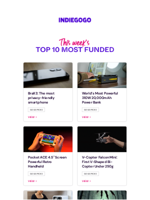 Indiegogo - ⭐ This Week’s Top 10 Most Funded