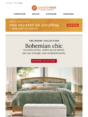 Grandin Road - Act fast! FREE delivery + 25% off Sitewide* ends soon!