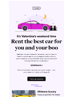 Turo - Go vroom with your valentine & save $35