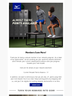 Mizuno Running - Your Quarterly Reward Statement