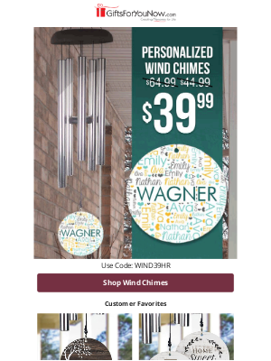 GiftsForYouNow.com - $39.99 Custom Wind Chimes | 1 Day Only!