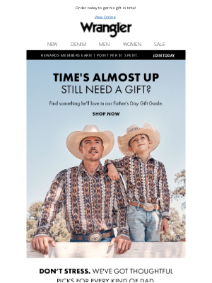 Wrangler - Last chance to get dad's gift by father's day