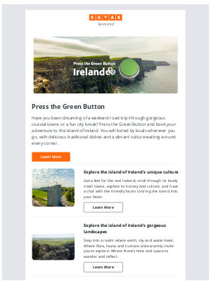 KAYAK (UK) - Press the Green Button to Ireland