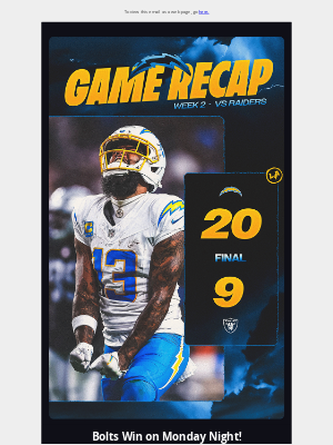 Los Angeles Chargers - Game Recap: Chargers vs Raiders on MNF
