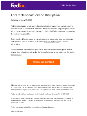 FedEx - FedEx Service Alerts: National Service Disruption