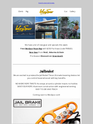 WesSpur Tree Equipment - It's a Jailbrake! New tree gear & coupons