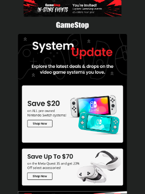 GameStop - Keep it old school. Save $20 on ALL pre-owned Switch systems today!