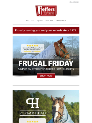 Jeffers Pet Supplies - Frugal Friday Savings on Horse Blankets🐴